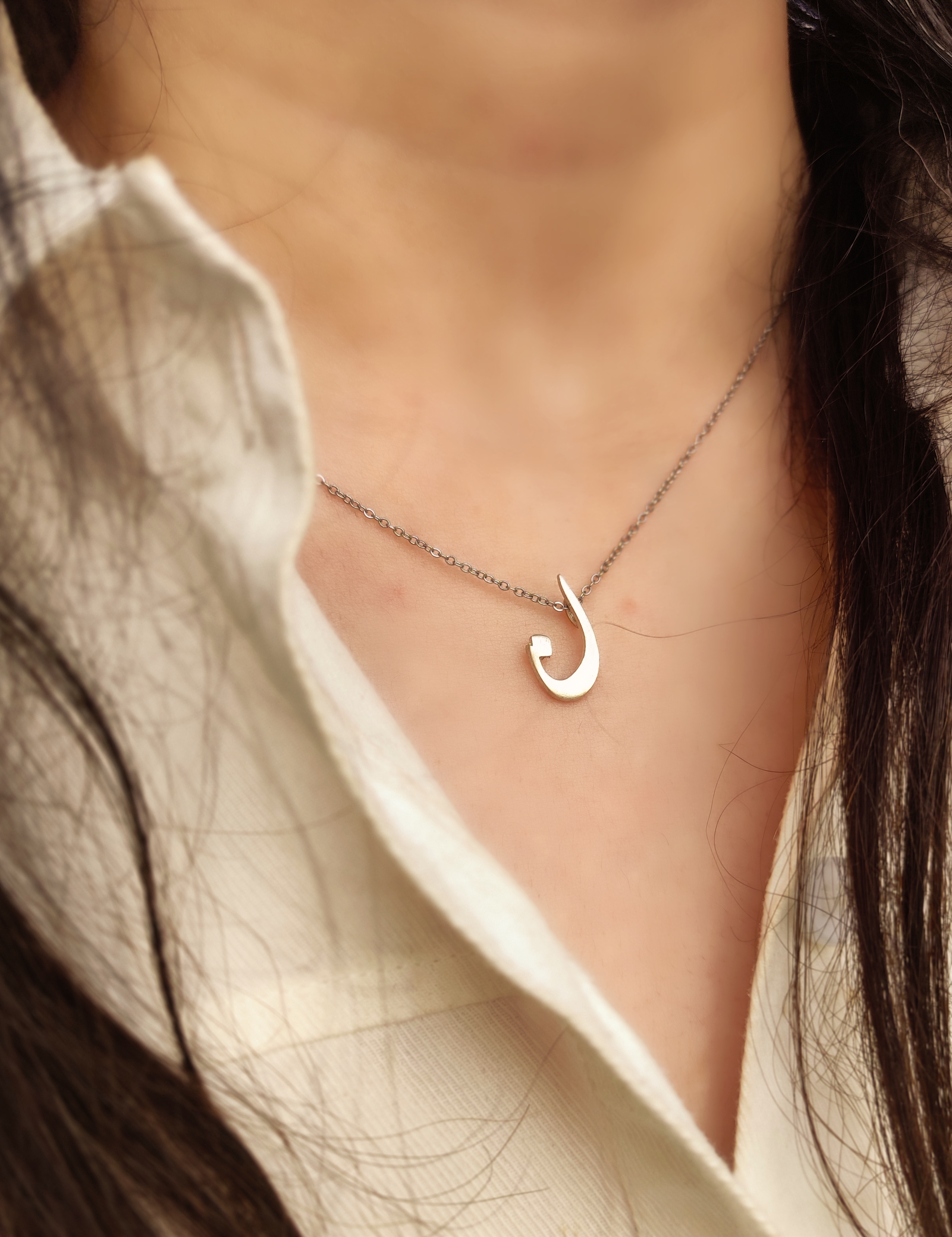 گردنبند نقره حرف فارسی نون