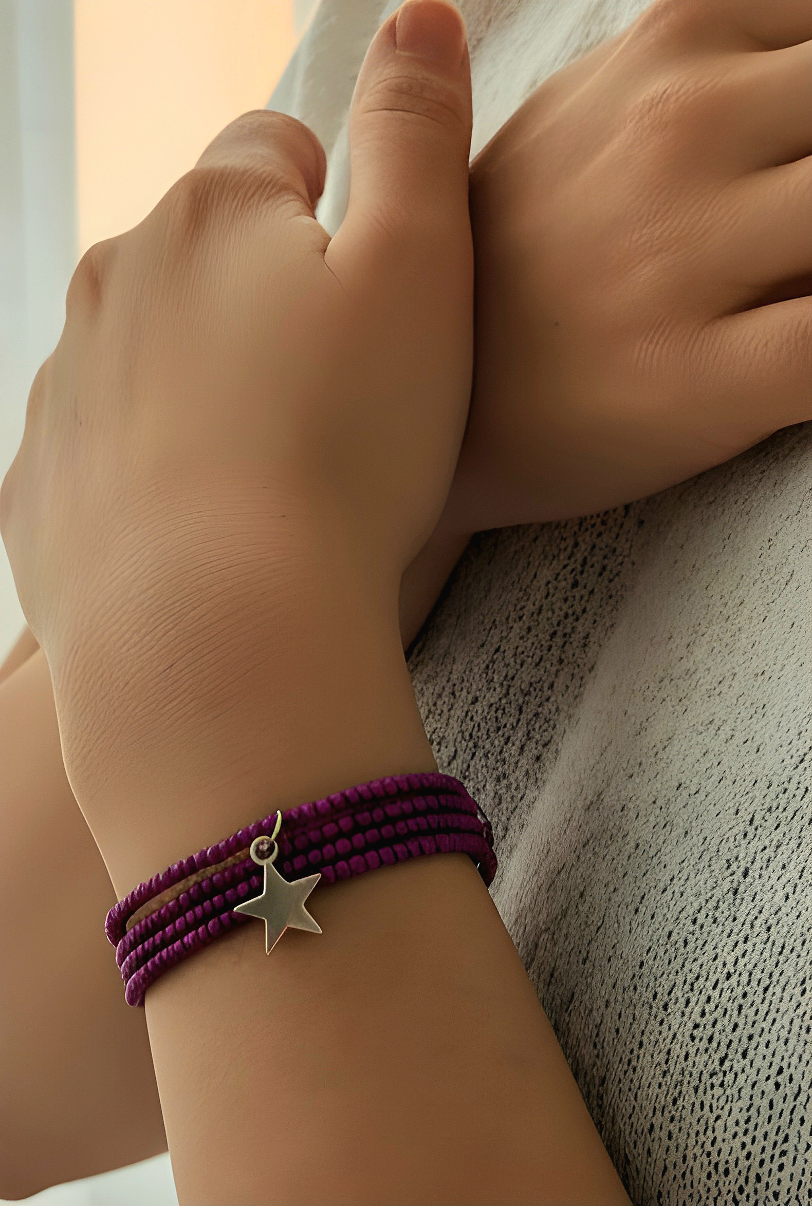 دستبند چندلاین قفل و ستاره نقره