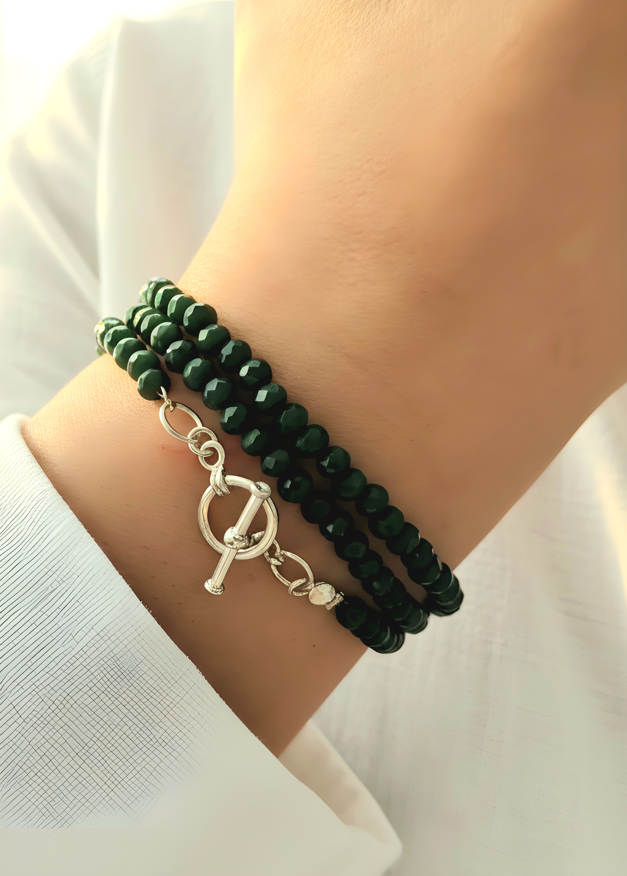 دستبند چندلاین با قفل تی نقره