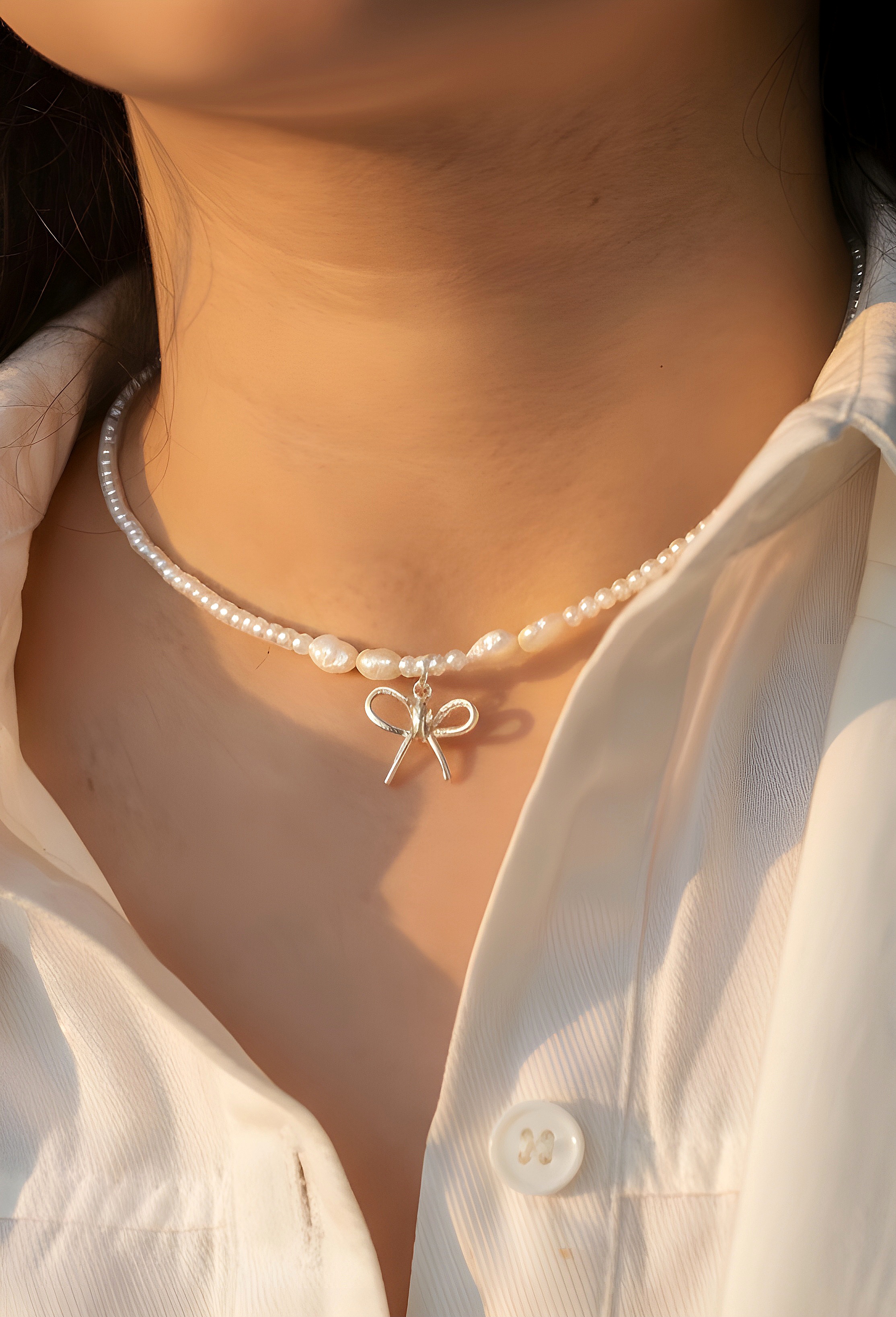 گردنبند پاپیون نقره