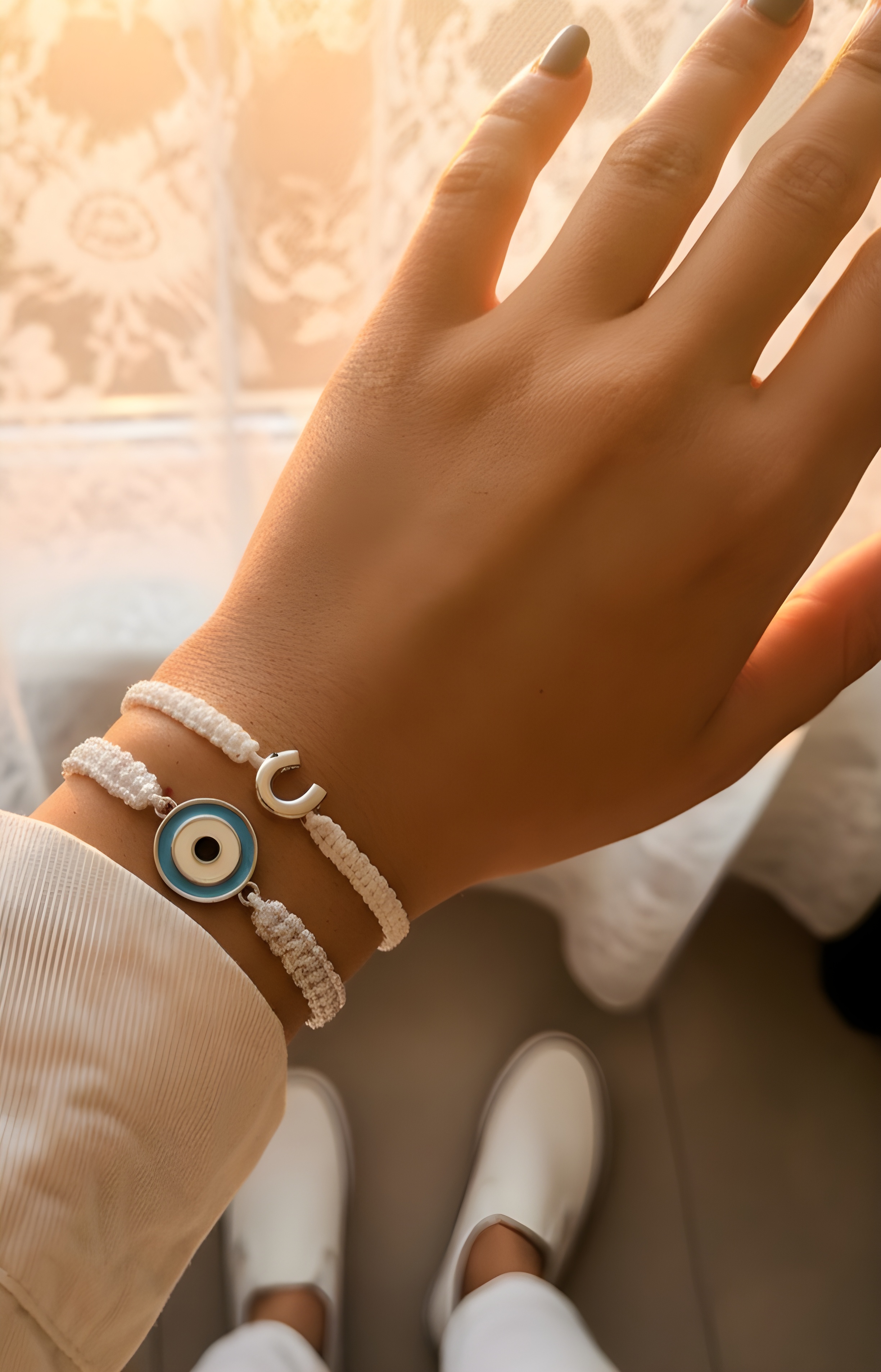 دستبند نعل و چشم زخم نقره